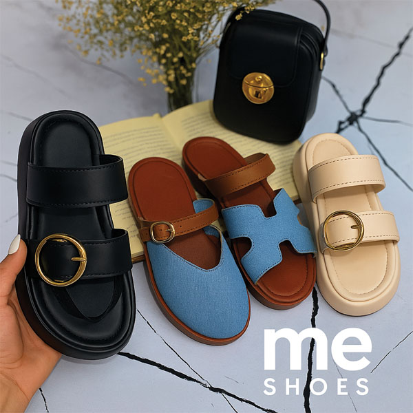 صندل پلتفرم پشت‌بسته و اسلیپر جین سگکی زنانه — شیک، راحت و مناسب استفاده روزمره | Me Shoes