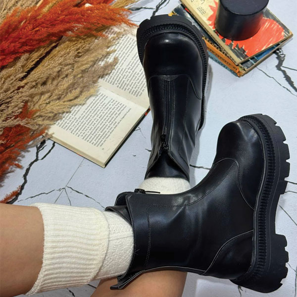 نیم بوت ساقدار زنانه مدل جلو زیپ