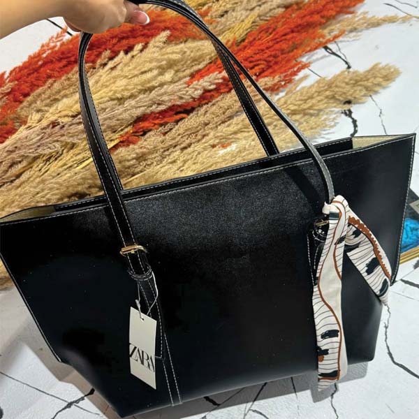 کیف چرمی زنانه زارا مدل بند پاپیون دار