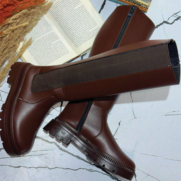 بوت سوارکاری چرم بغل کش زنانه شکلاتی