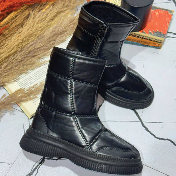 نیم بوت کاپشنی چرم زنانه