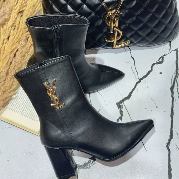 بوت پاشنه YSL چرم _ بوت زنانه ایو سن لورن