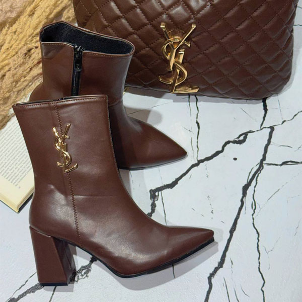 بوت پاشنه YSL چرم _ بوت زنانه ایو سن لورن