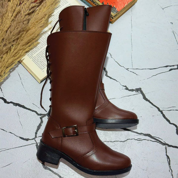 بوت سوارکاری چرمی پشت بندی 👢