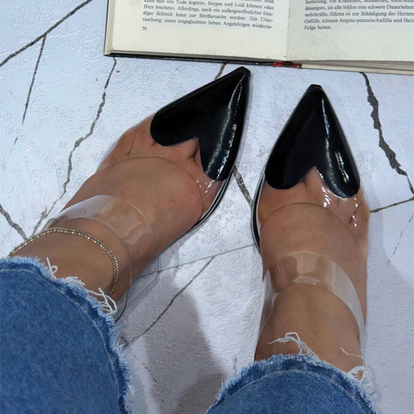 کفش مجلسی شیشهای طرح قلبی