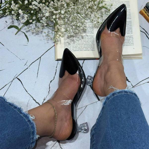 Pr 12316 Pi Women's Sandals With Heels 4 کفش مجلسی شیشهای طرح قلبی