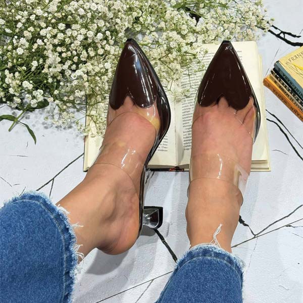 کفش مجلسی شیشهای طرح قلبی