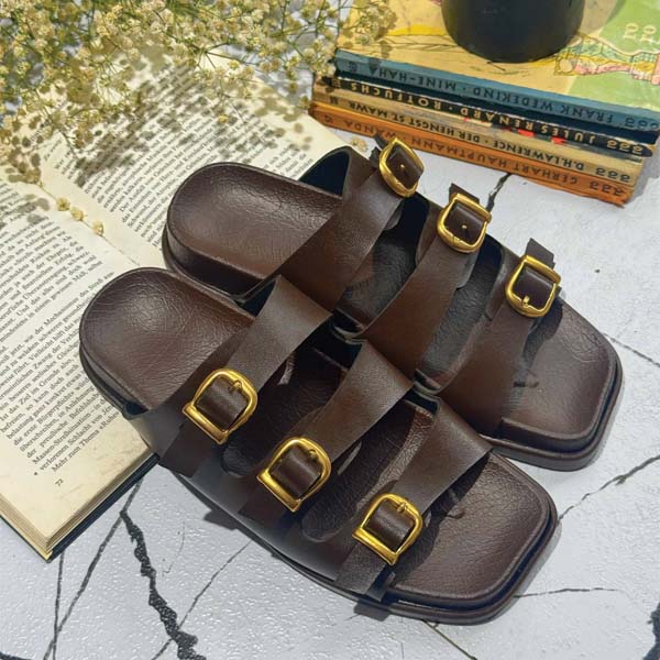 اسلیپر طبی 3سگک چرم زنانه