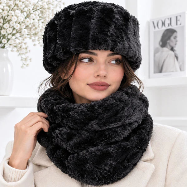 Pr 16083 Pi Womens Tuque 1 ست کلاه و شال گردن زنانه مدل روسی پشمی